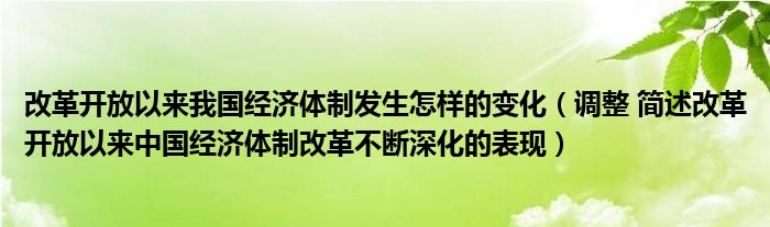 改革开放以来我国经济体制发生怎样的变化（调整 简述改革开放以来中国经济体制改革不断深化的表现）