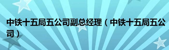 中铁十五局五公司副总经理（中铁十五局五公司）