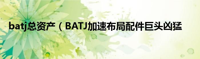 batj总资产（BATJ加速布局配件巨头凶猛