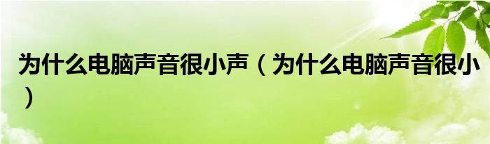 为什么电脑声音很小声（为什么电脑声音很小）