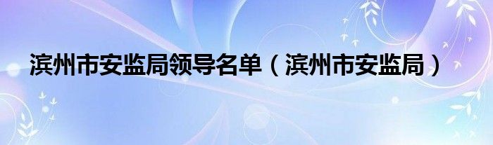 滨州市安监局领导名单（滨州市安监局）