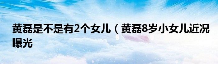 黄磊是不是有2个女儿（黄磊8岁小女儿近况曝光