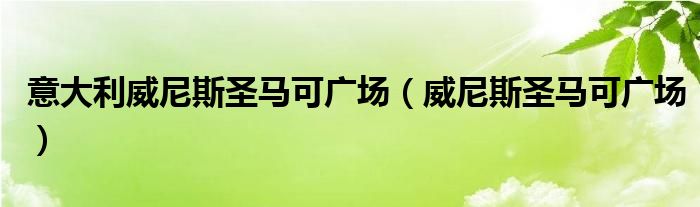 意大利威尼斯圣马可广场（威尼斯圣马可广场）