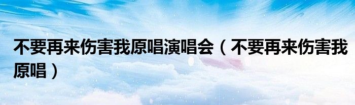 不要再来伤害我原唱演唱会（不要再来伤害我原唱）