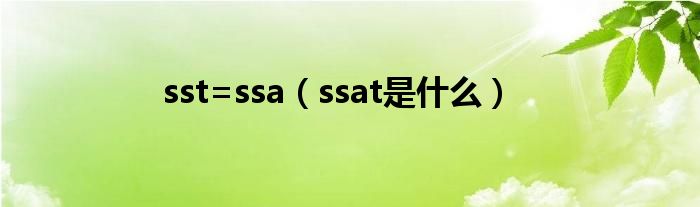 sst=ssa（ssat是什么）