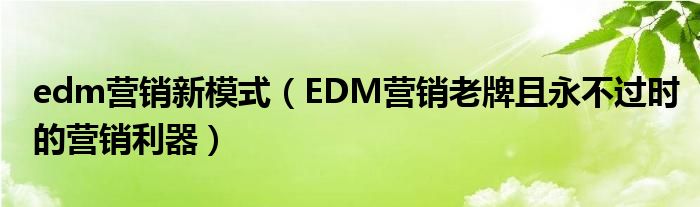 edm营销新模式（EDM营销老牌且永不过时的营销利器）