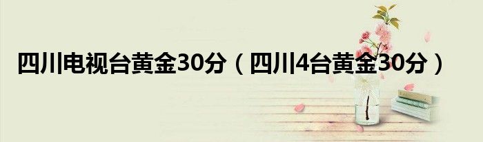 四川电视台黄金30分（四川4台黄金30分）