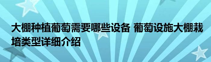 大棚种植葡萄需要哪些设备 葡萄设施大棚栽培类型详细介绍