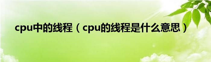 cpu中的线程（cpu的线程是什么意思）