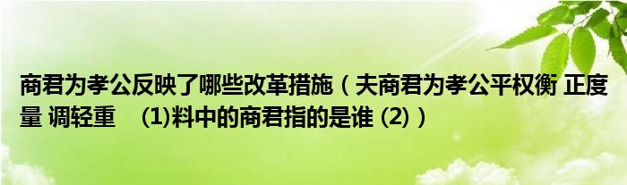 商君为孝公反映了哪些改革措施（夫商君为孝公平权衡 正度量 调轻重    (1)料中的商君指的是谁 (2)）