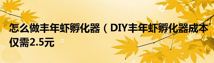 怎么做丰年虾孵化器（DIY丰年虾孵化器成本仅需2.5元