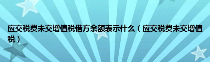 应交税费未交增值税借方余额表示什么（应交税费未交增值税）