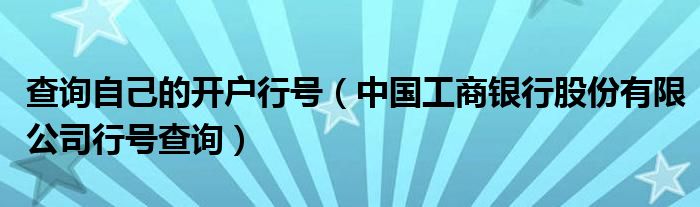 查询自己的开户行号（中国工商银行股份有限公司行号查询）