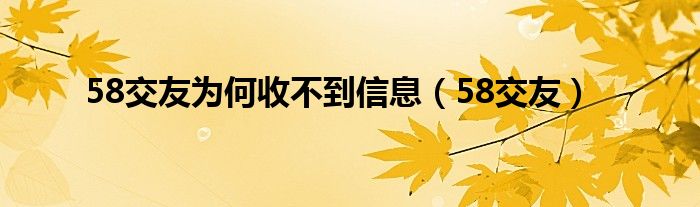 58交友为何收不到信息（58交友）