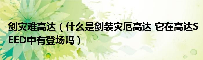 剑灾难高达（什么是剑装灾厄高达 它在高达SEED中有登场吗）