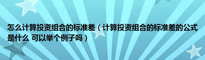 怎么计算投资组合的标准差（计算投资组合的标准差的公式是什么 可以举个例子吗）