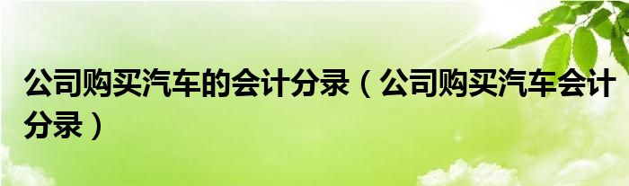 公司购买汽车的会计分录（公司购买汽车会计分录）