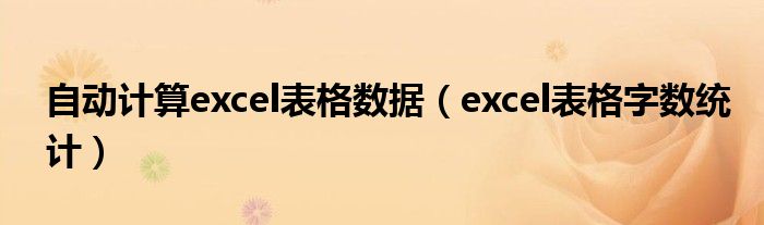 自动计算excel表格数据（excel表格字数统计）