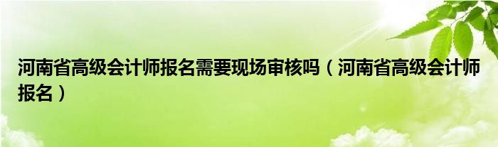 河南省高级会计师报名需要现场审核吗（河南省高级会计师报名）