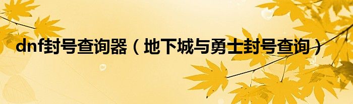 dnf封号查询器（地下城与勇士封号查询）