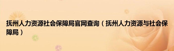 抚州人力资源社会保障局官网查询（抚州人力资源与社会保障局）