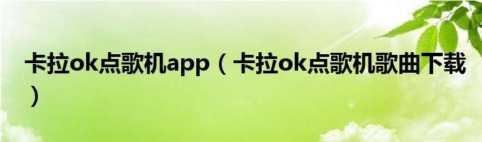 卡拉ok点歌机app（卡拉ok点歌机歌曲下载）