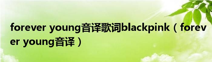 forever young音译歌词blackpink（forever young音译）