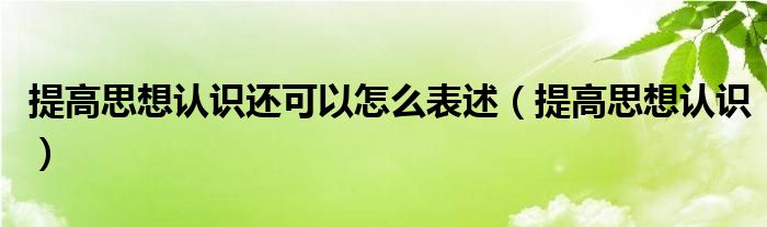 提高思想认识还可以怎么表述（提高思想认识）