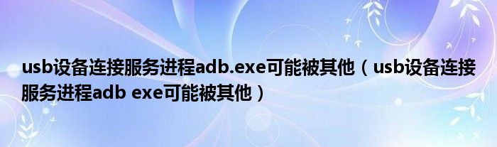 usb设备连接服务进程adb.exe可能被其他（usb设备连接服务进程adb exe可能被其他）