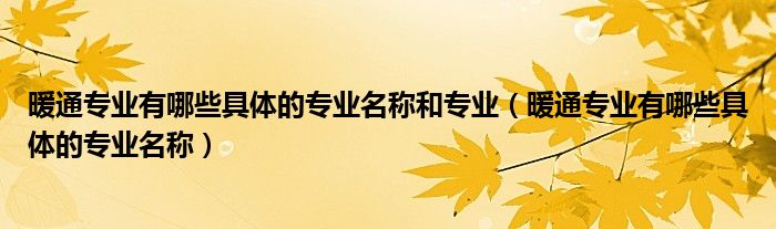 暖通专业有哪些具体的专业名称和专业（暖通专业有哪些具体的专业名称）