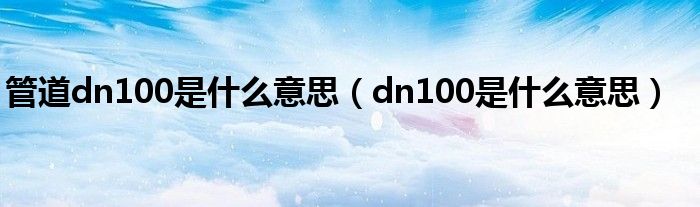 管道dn100是什么意思（dn100是什么意思）