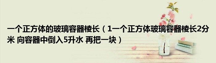 一个正方体的玻璃容器棱长（1一个正方体玻璃容器棱长2分米 向容器中倒入5升水 再把一块）