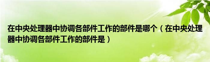 在中央处理器中协调各部件工作的部件是哪个（在中央处理器中协调各部件工作的部件是）