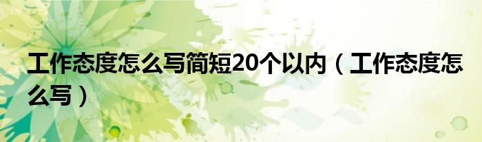 工作态度怎么写简短20个以内（工作态度怎么写）