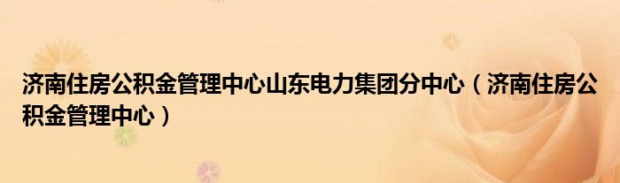 济南住房公积金管理中心山东电力集团分中心（济南住房公积金管理中心）