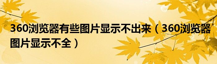 360浏览器有些图片显示不出来（360浏览器图片显示不全）