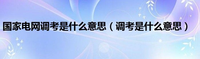 国家电网调考是什么意思（调考是什么意思）