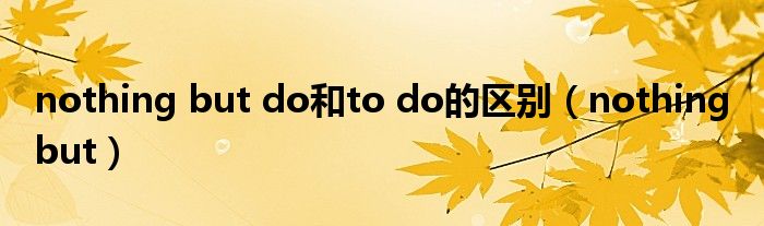 nothing but do和to do的区别（nothing but）