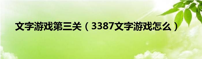 文字游戏第三关（3387文字游戏怎么）