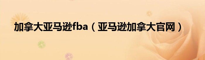 加拿大亚马逊fba（亚马逊加拿大官网）