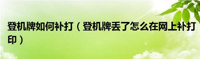 登机牌如何补打（登机牌丢了怎么在网上补打印）