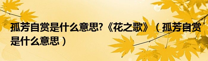 孤芳自赏是什么意思?《花之歌》（孤芳自赏是什么意思）