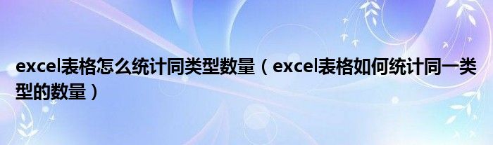 excel表格怎么统计同类型数量（excel表格如何统计同一类型的数量）