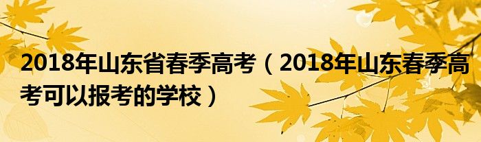 2018年山东省春季高考（2018年山东春季高考可以报考的学校）