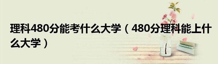 理科480分能考什么大学（480分理科能上什么大学）