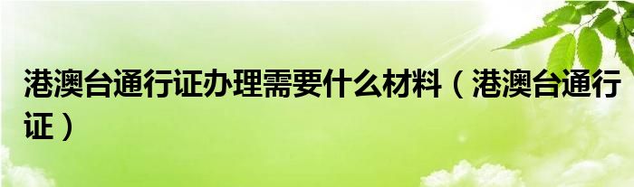 港澳台通行证办理需要什么材料（港澳台通行证）