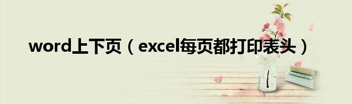 word上下页（excel每页都打印表头）