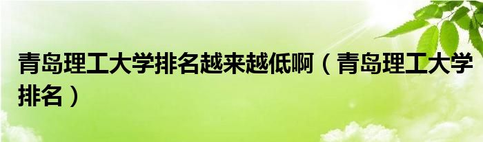 青岛理工大学排名越来越低啊（青岛理工大学排名）