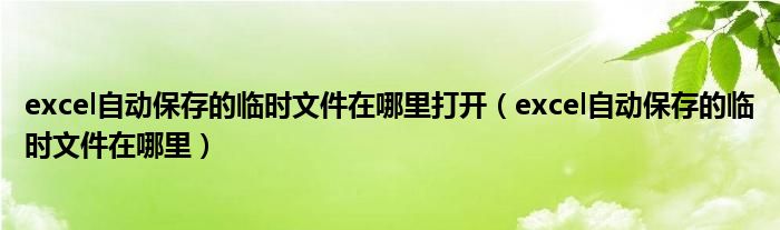 excel自动保存的临时文件在哪里打开（excel自动保存的临时文件在哪里）