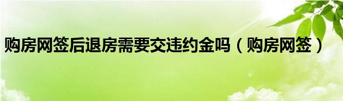 购房网签后退房需要交违约金吗（购房网签）